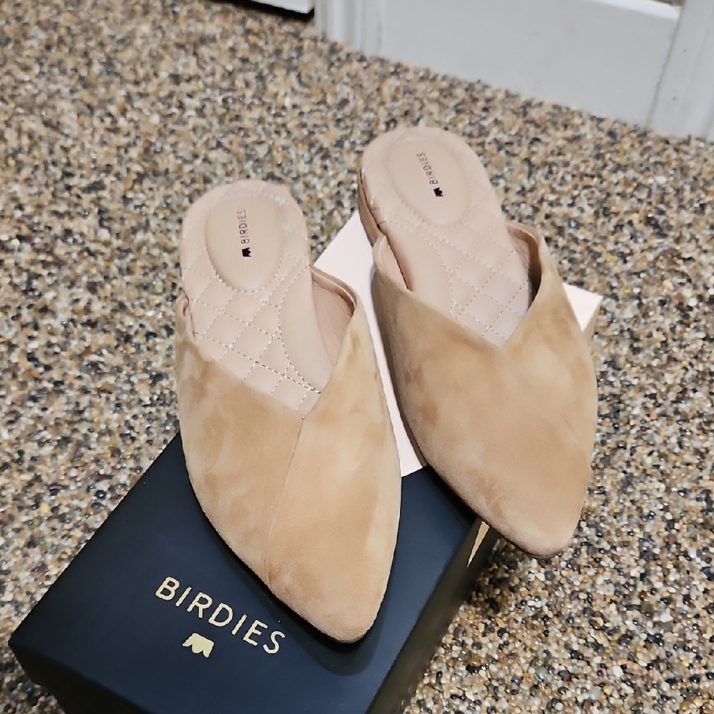 Birdies Beige Suede Mules